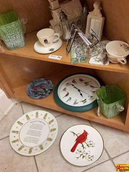 Bird Wall Clock, Display Plates With Holders, Tea Cups, Porcelain Church image