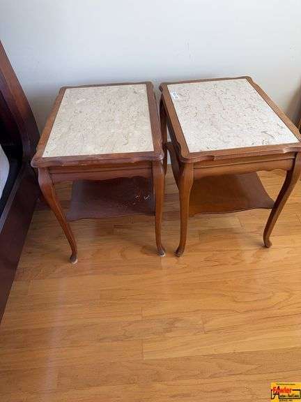 Pair Of Marble Top End Tables image