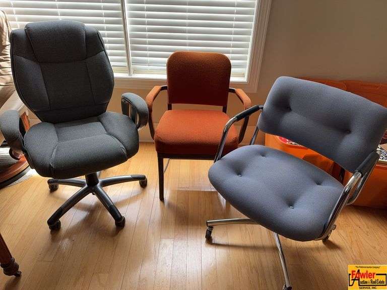 (3) Cloth Padded Office Chairs image