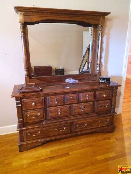 Traditional Wood Dresser with Mirror image