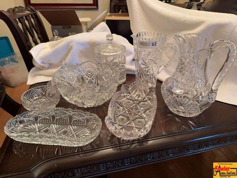 Vintage Crystal Pitchers, Pickle Dish, Candy Dishes & Jar image