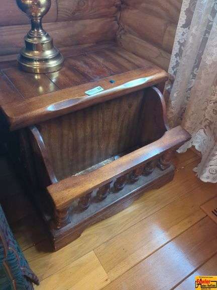 Vintage Wood Magazine Holder Side Table image