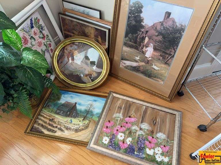 Large Framed Magnolia Print With Multiple Framed Art Pieces image