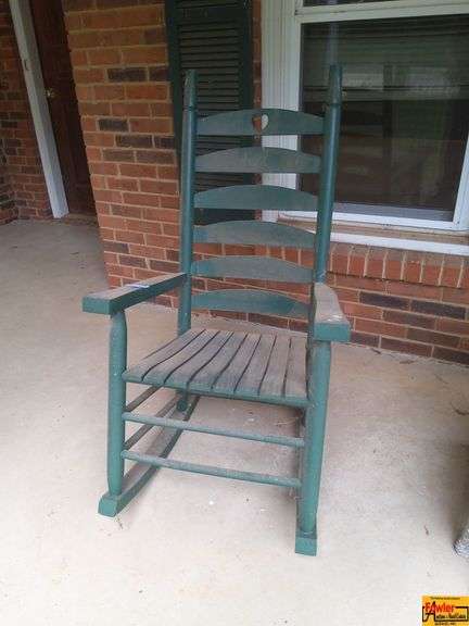 Pair of Green Painted Wood Rocking Chair with Heart Detail image