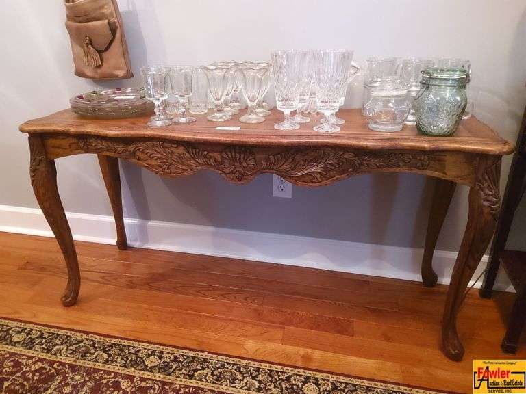 Ornate Carved Wood Console Table (Contents not included) image