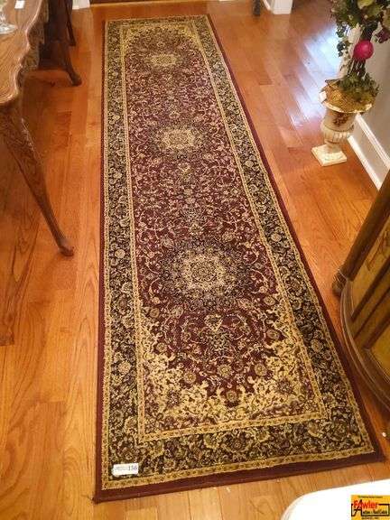 Oriental Style Burgundy and Gold Runner Rug image
