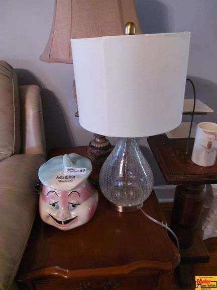 Novelty Cookie Jar and Crackle Glass Lamp image