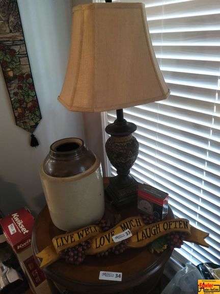 Decorative Table Lamp with Crock and Decor Sign image