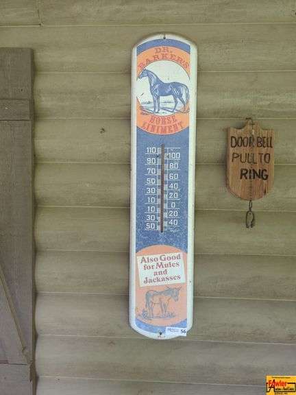 Dr. Barker's Horse Liniment Thermometer & Vintage Doorbell Pull image
