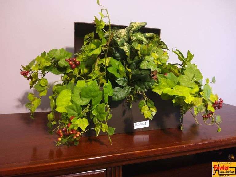 Decorative Faux Plant Arrangement in Wooden Box image