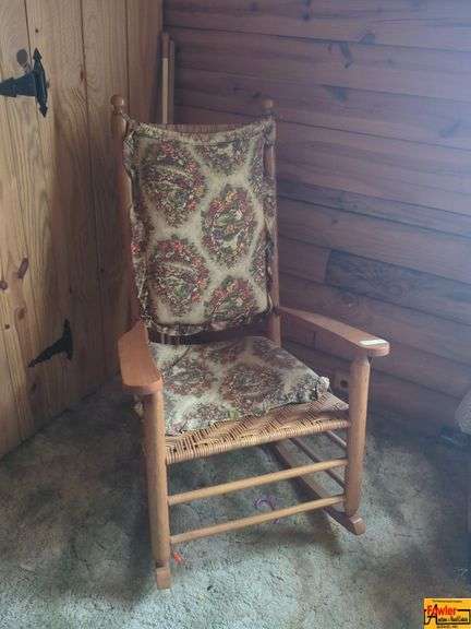 Wood Rocking Chair with Floral Cushions image