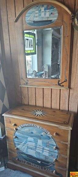 Nautical Themed Dresser With Mirror image