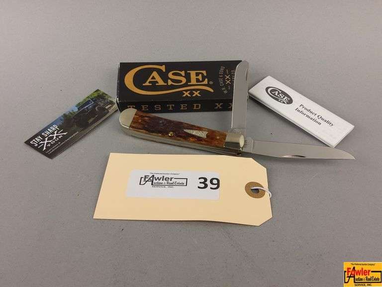 Case XX 6254 SS Brown Bone Peach Seed Jig Trapper Pocket Knife image