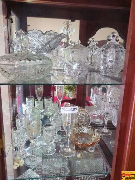 Contents Of Cabinet:  Extensive Assortment Of Cut Glassware & Crystal image