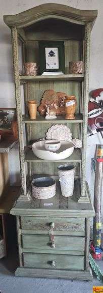Shabby Chic Display Cabinet with Drawers (Contents Not Included) image
