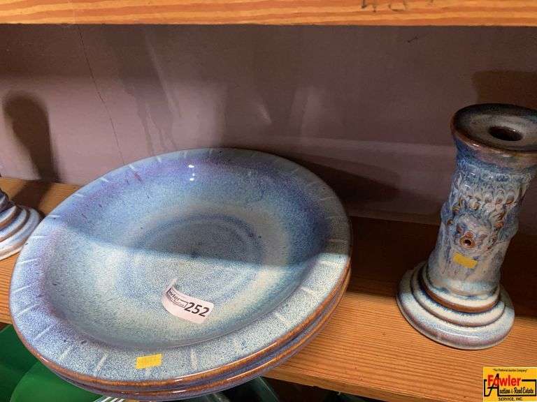 Glazed Ceramic Bowl and Candle Holder Set image