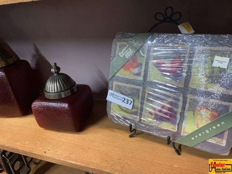 Decorative Glass Jars with Metal Lids and Cutting Board image