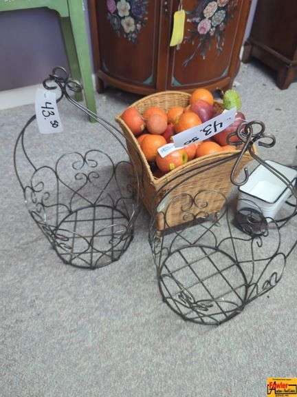 Wicker Basket and Metal Wire Baskets image