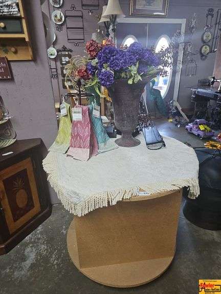 Floral Arrangement in Vase with Kitchen Towels image