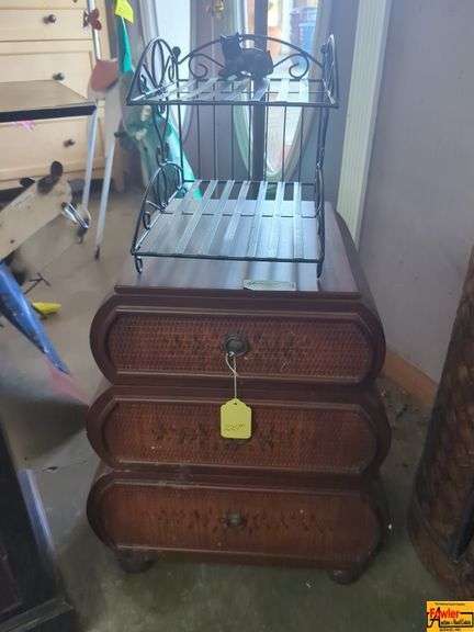 Three Drawer Accent Table with Metal Rack image