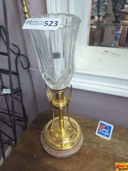 Elegant Crystal Glass and Brass Accent Lamp image