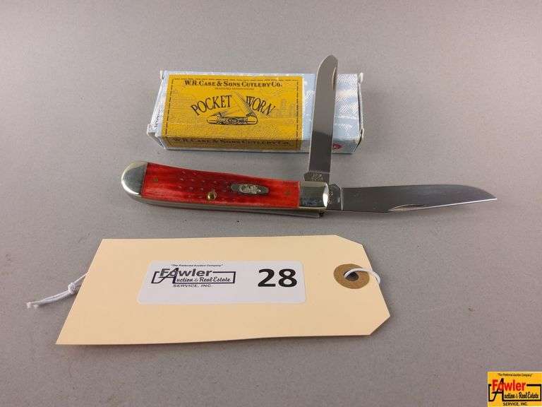 Case XX 6254 SS Pocket Worn Old Red Bone Corn Cob Jig Trapper Knife With Box image