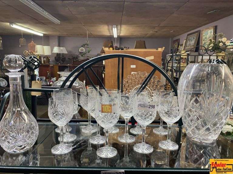 Crystal Decanter, Wine Glasses, and Vase Collection image