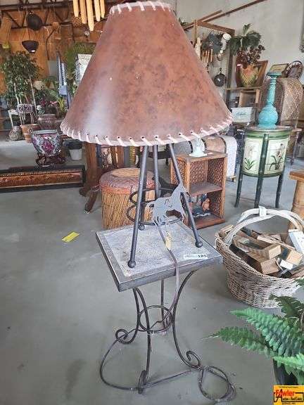 Cowboy Style Side Table Lamp with Horse Detail image