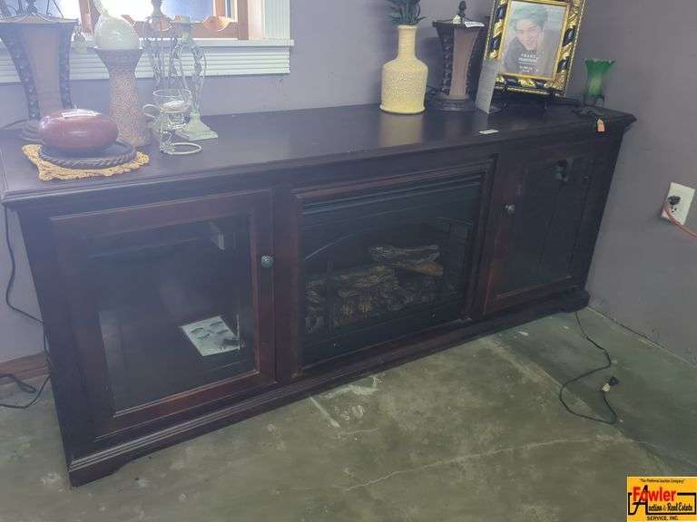 Electric Fireplace with Remote Control and Glass Doors image