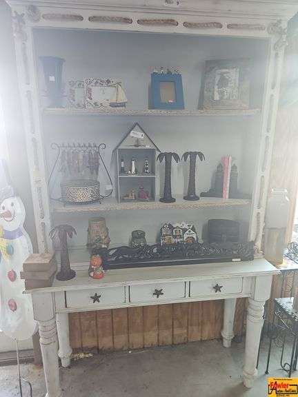 Coastal Style White Display Shelf with Storage (Contents Not Included) image
