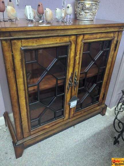 Wooden Display Cabinet with Glass Doors (Contents on Top Not Included) image