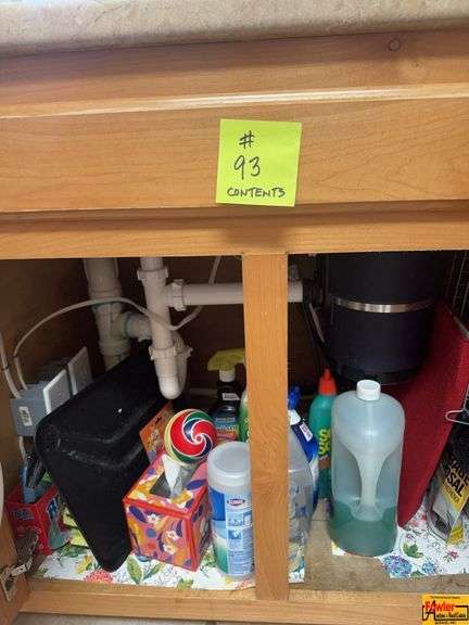 Flatware & Contents In Drawer, Cleaning Products Under Sink & Kitchenware In Cabinet image