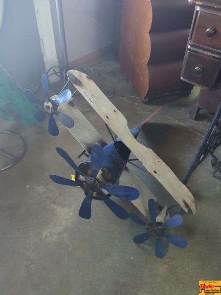 Handmade Metal Biplane Sculpture image