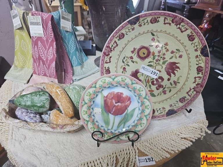 Decorative Plate Collection with Fruit-Shaped Soaps and Kitchen Towels image