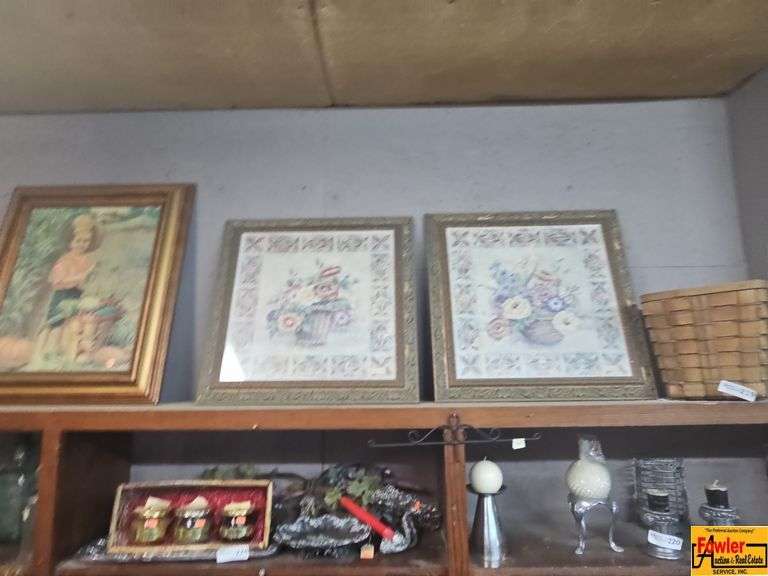 Framed Wall Art, Floral Prints, and Wood Basket Collection image