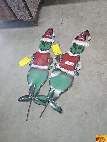Set of 2 Metal Grinch-Inspired Garden Stakes image