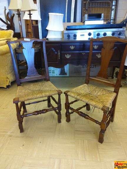 Two Straw Bottom Chairs image