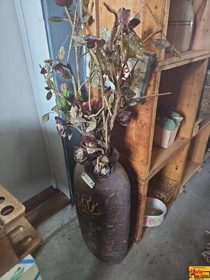 Large Decorative Floor Vase with Artificial Flowers image