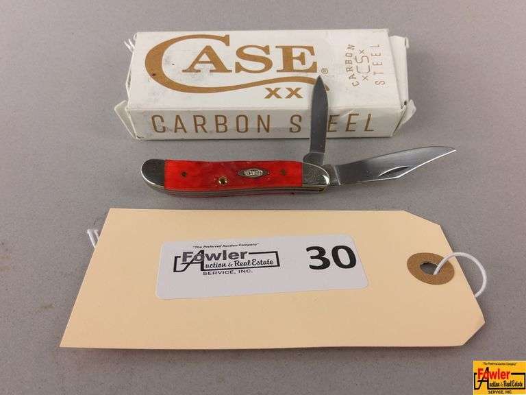 Case XX Carbon Steel Dark Red Bone Peach Seed Pocket Knife image