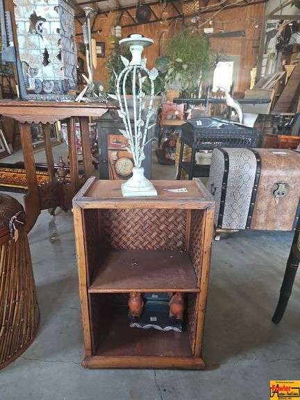 Woven Side Table with Shelf image