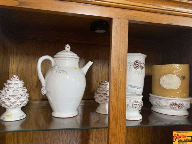 Collection of Decorative Stoneware Items with Pinecone Motifs image