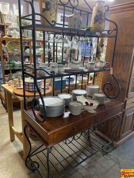 Iron Baker's Rack with Dinnerware and Stemware Collection (Contents Not Included) image