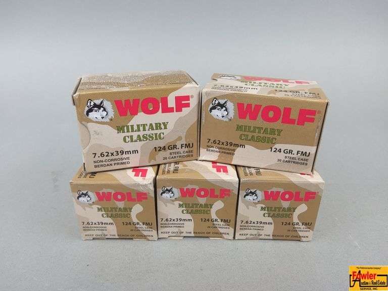 5 Boxes of Wolf Military Classic 7.62x39 Ammo image
