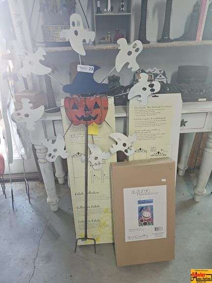 Halloween Ghost and Pumpkin Yard Decor and Autumn Traditions Scarecrow Post image