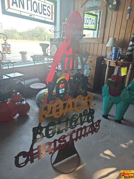 Metal Christmas Tree - Joy, Love, Peace, Believe, Christmas image