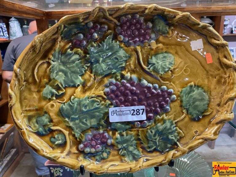 Majolica Style Decorative Grape Vine Serving Platter image