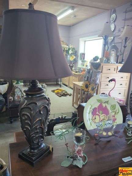 Pair of Ornate Table Lamps with Shades image