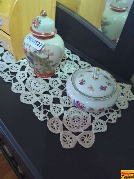 Porcelain Bowl With Lid, Ginger Jars & Wood Organizer image