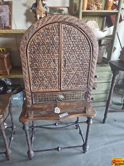 Wicker Cabinet on Metal Stand image