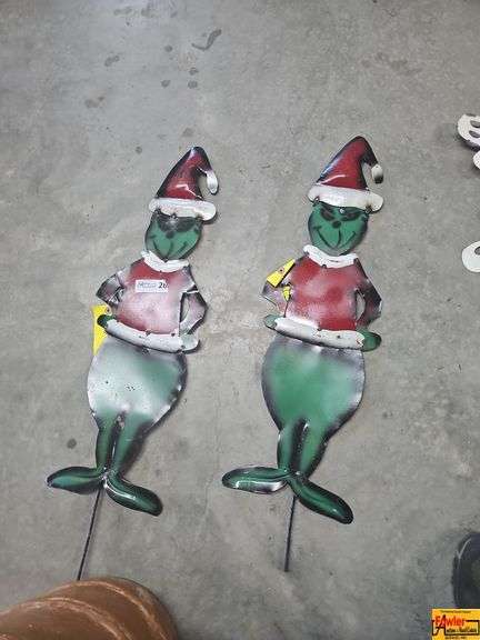 Metal Christmas Grinch Yard Art - Set of 2 image